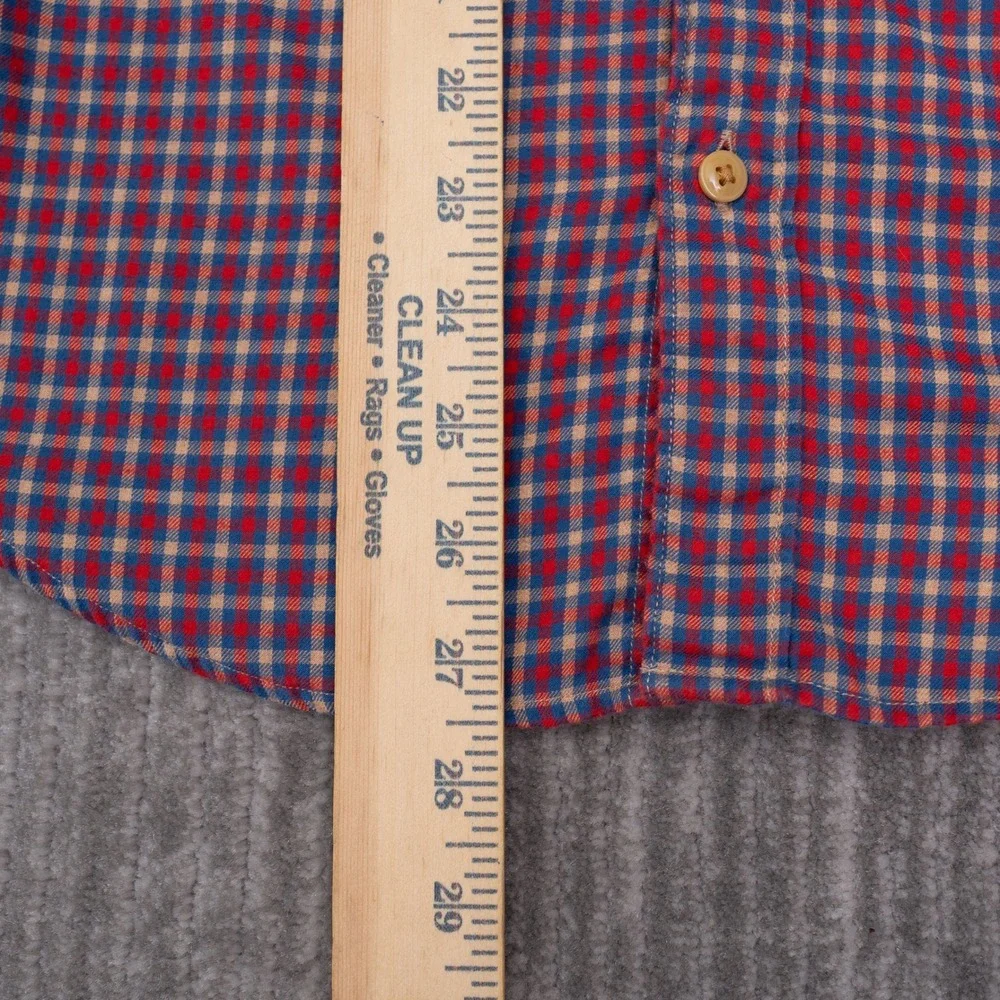 J.Crew Slim Fit Button Down Shirt Mens Small Red Blue Check Cotton Long Sleeve